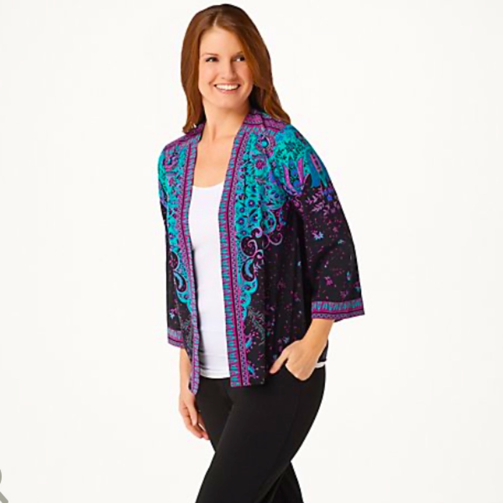 Bob Mackie Moroccan Floral Printed Kimono